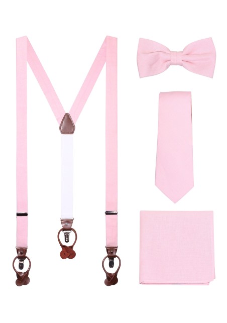 Linen Suspender Tie Set in Blush - Save 30%