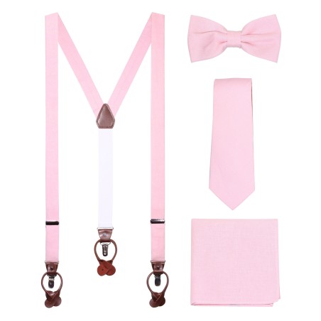 Linen Suspender Tie Set in Blush - Save 30%