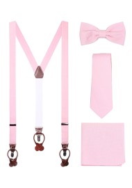 Linen Suspender Tie Set in Blush - Save 30%