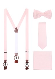Linen Suspender Tie Set in Petal Pink