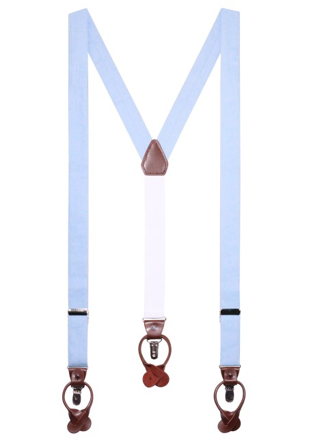Sky Blue Linen Suspender, Necktie, Bowtie Set