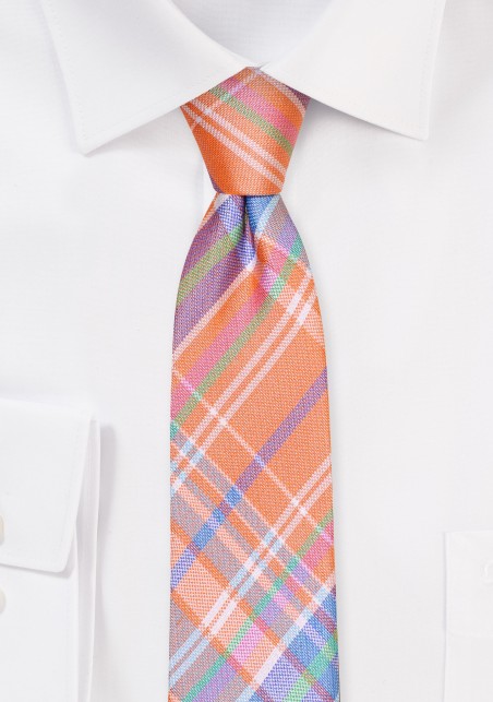 Trendy Slim Cut Madras Checks in Orange
