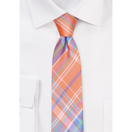 Trendy Slim Cut Madras Checks in Orange