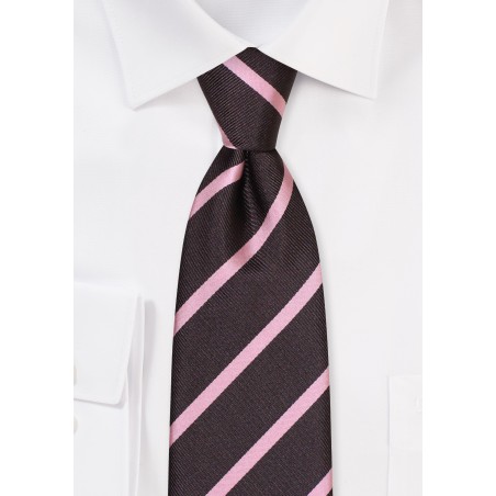 Repp Stripe Tie in Espresso and Pink