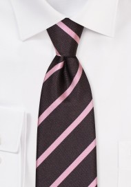 Repp Stripe Tie in Espresso and Pink for Young Boys