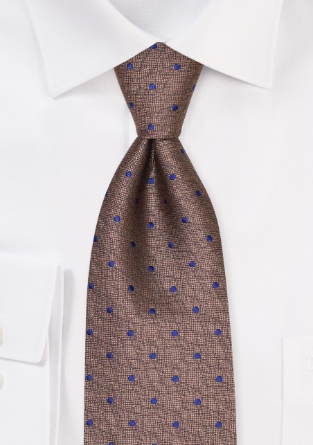 Bronze and Royal Polka Dot Necktie