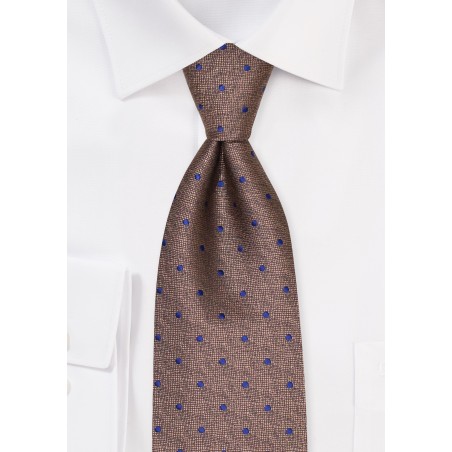 Bronze and Royal Polka Dot Necktie