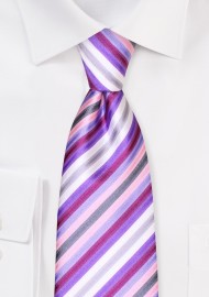 Striped Boys Tie in Lavender Purple