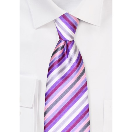 Striped Tie in Lavender Purple