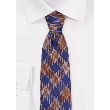 Slim Cut Designer Plaid Tie in Wool