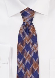 Slim Cut Designer Plaid Tie in Wool