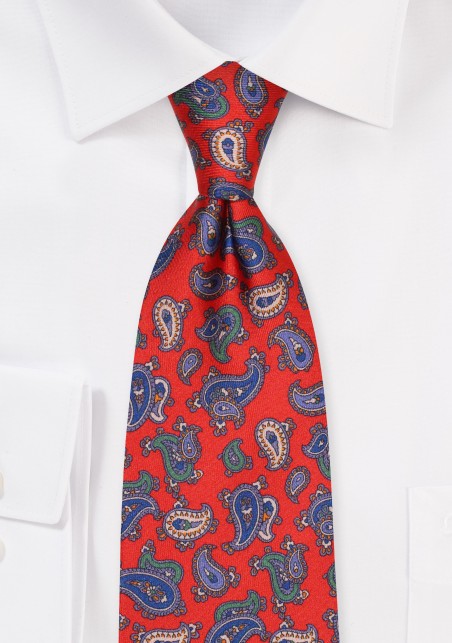 Autumn Hued Paisley Designer Silk Tie