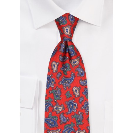 Autumn Hued Paisley Designer Silk Tie