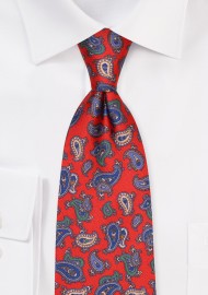 Autumn Hued Paisley Designer Silk Tie