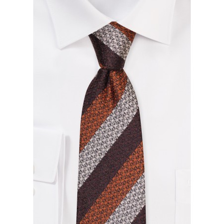 Retro Striped Tie in Copper and Brown