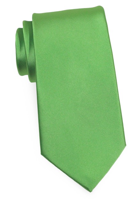 Solid Color Kelly Green Boys Length Tie
