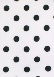 White Mens Tie with Jet Black Polka Dots