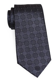 Black Checkered Tie in XL. | Extra Long Black Necktie in Checkered Weave