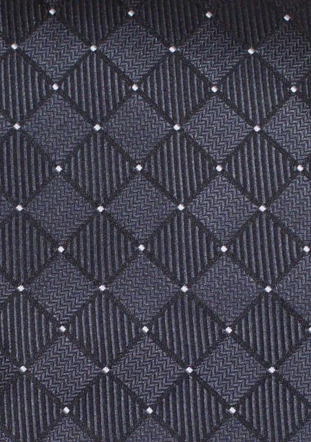 Black Checkered Necktie | Woven Black Tie with Checks