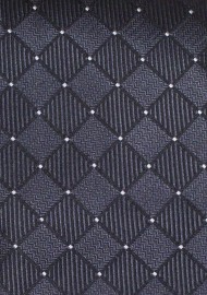 Black Checkered Necktie | Woven Black Tie with Checks