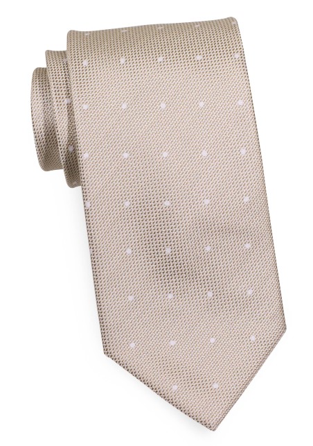 Matte Woven Polka Dot Tie in Sand
