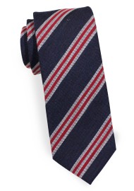 Modern Skinny Tie in Navy, Red, Gray