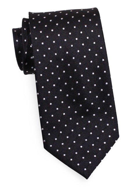White and Black Dotted Tie