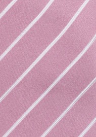 Pink and White Striped Neck Tie