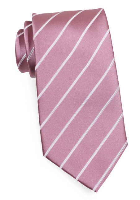 Pink and White Striped Neck Tie