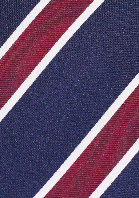 Woven Silk Necktie in Blue and Wine | Striped Necktie in Navy and Wine Red