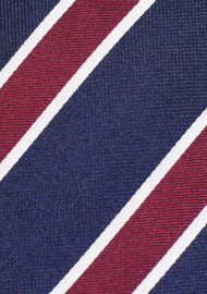 Woven Silk Necktie in Blue and Wine | Striped Necktie in Navy and Wine Red