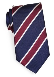 XL Silk Necktie in Blue and Wine | Extra Long Striped Necktie in Navy and Wine Red