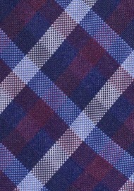 XL Length Gingham Tie in Wine and Navy | Extra Long Gingham Tie for Tall Men
