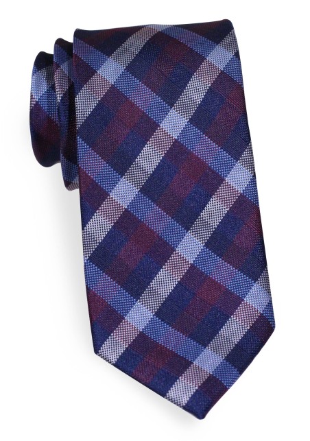 Gingham Tie in Wine and Navy