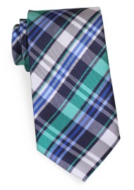 Tartan Plaid Tie in Navy, Turquoise, and Gray