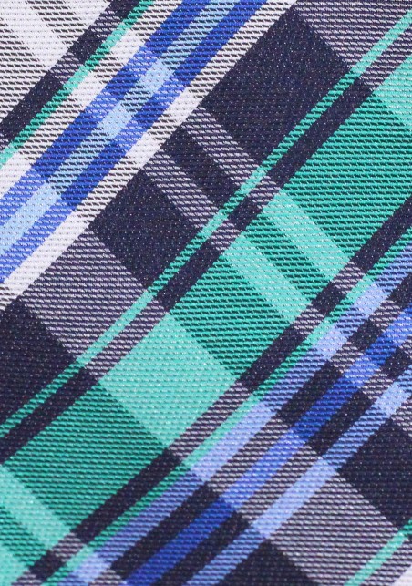 Tartan Plaid Tie in Navy, Turquoise, and Gray