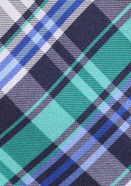 Tartan Plaid Tie in Navy, Turquoise, and Gray