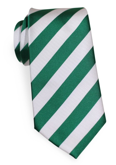 Boys Repp Striped Tie in Yacht Green and White