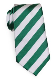 Men's Striped Tie in Yacht Green and White