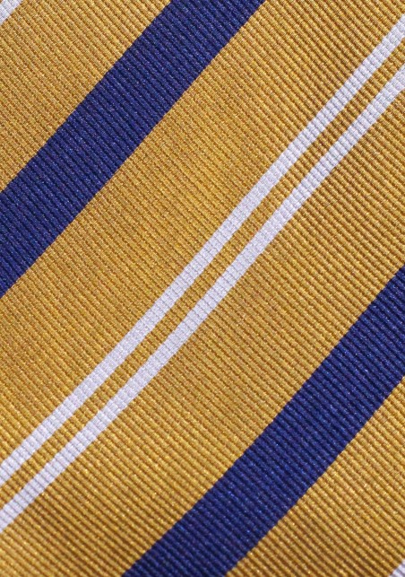 Amber Gold Repp Striped Tie | Striped Tie in Amber Gold, Navy, and Silver