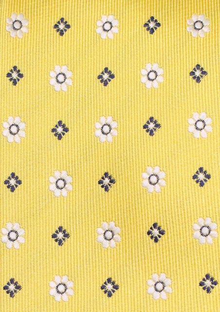 Golden Yellow Woven Floral Tie | Floral Weave Necktie in Golden Yellow