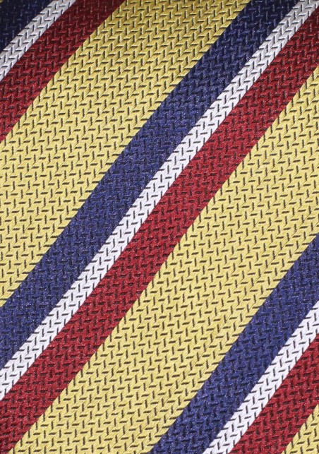 Gold Herringbone Textured Striped Silk Tie