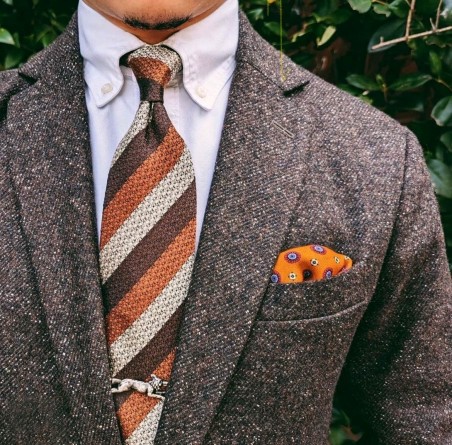 Retro Striped Tie in Copper and Brown