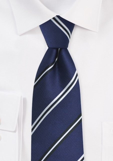 Elegant Repp Stripe Tie in Blue and Silver