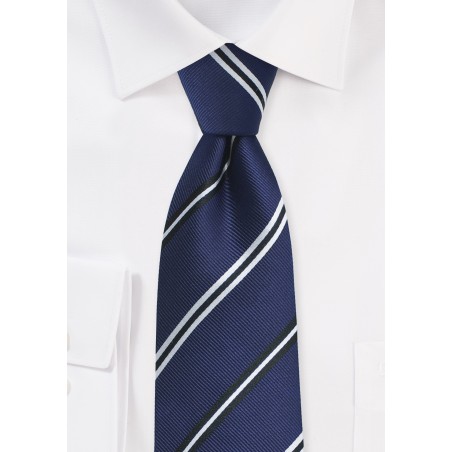 Elegant Repp Stripe Tie in Blue and Silver
