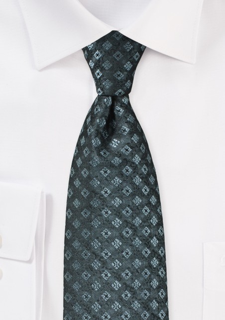 Diamond Pattern Tie in Steel Gray