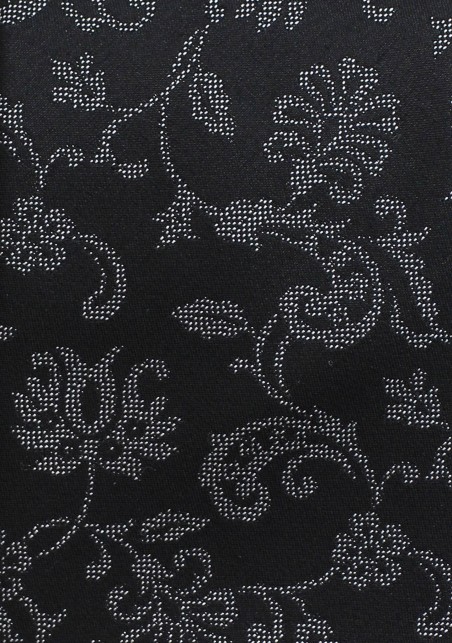 Black Skinny Tie with Floral Design