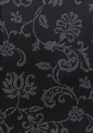 Black Skinny Tie with Floral Design