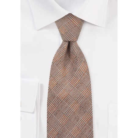 Men's Glen Check Tie in Dark Orange