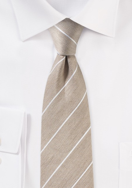 Slim Summer Striped Tie in Wheat